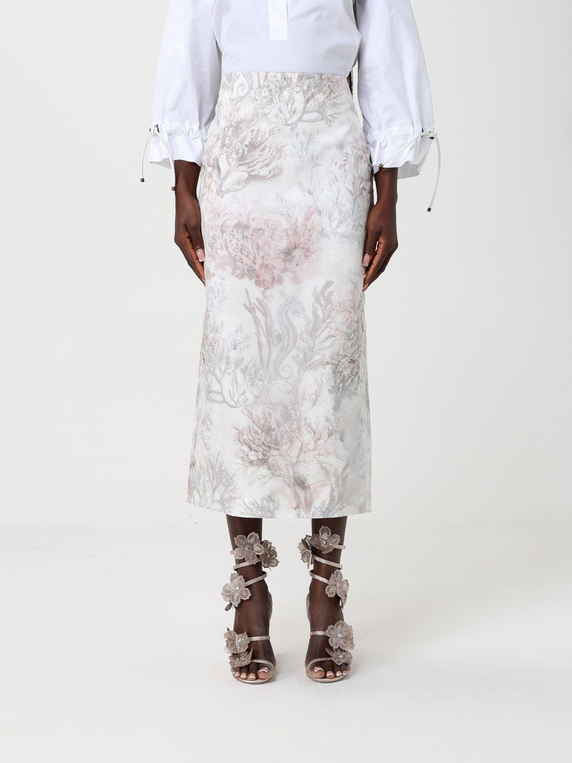 Gabardine and Organza Midi Skirt