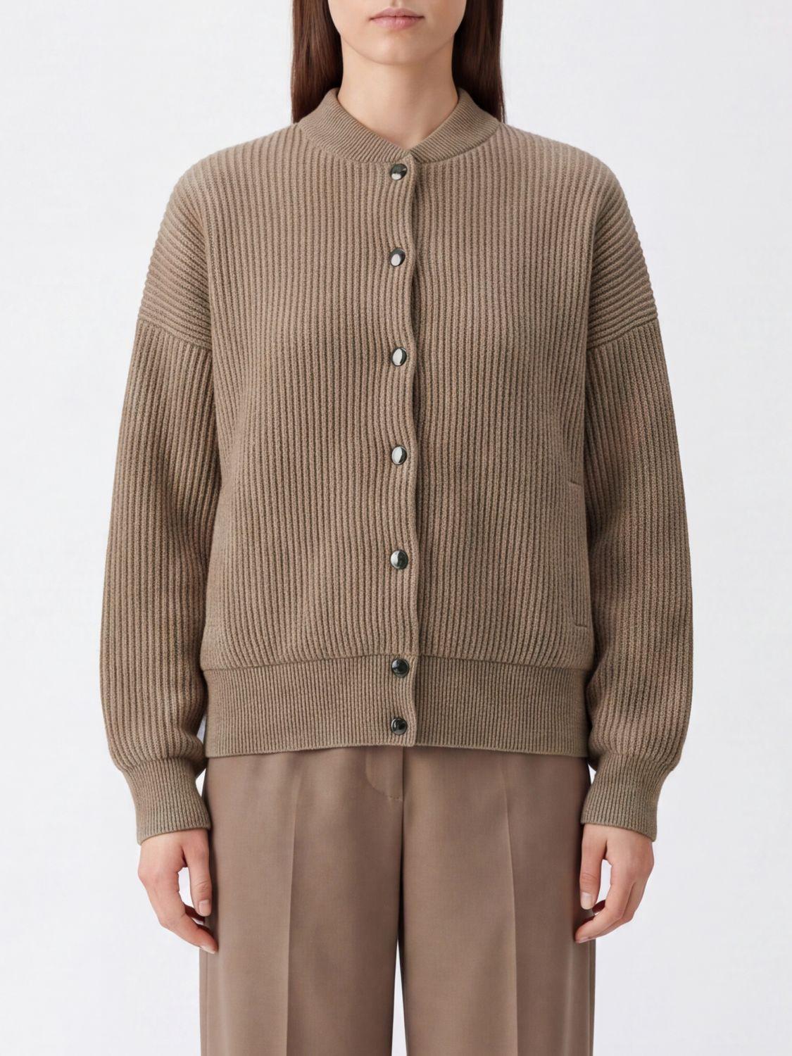 Pure Cashmere Cardigan with Bomber Collar and Slit Pockets