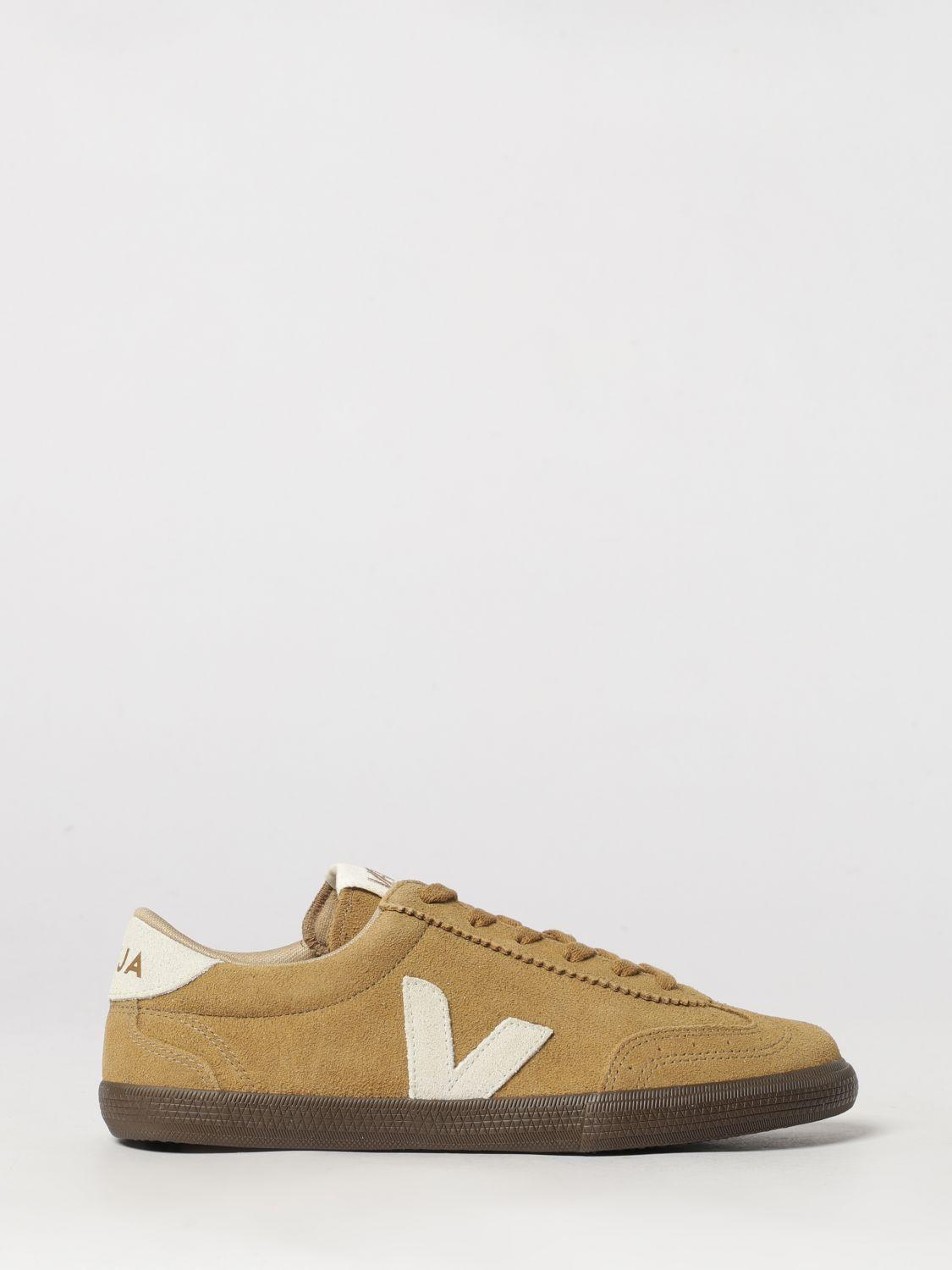 Volley Leather and Suede Low-Top Sneakers with Contrasting Logo