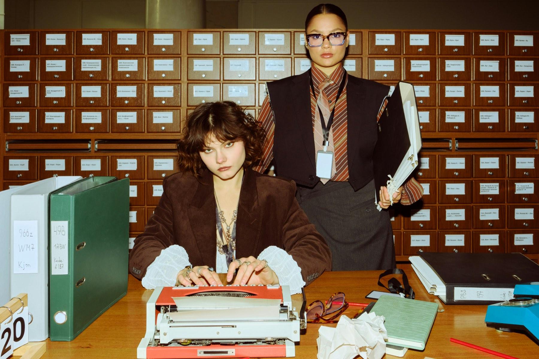 Two women at a typewriter