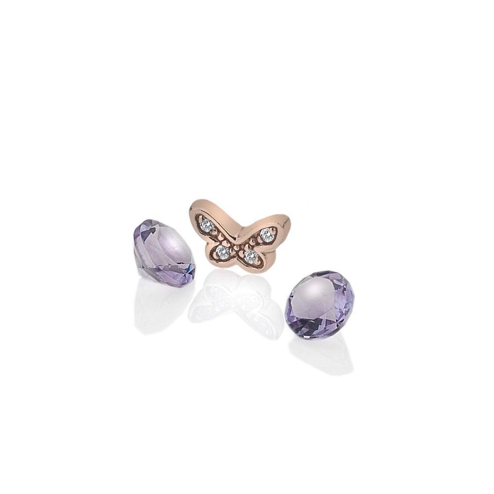 Anais Paris Rose Gold Plated Sterling Silver Butterfly with Amethyst C