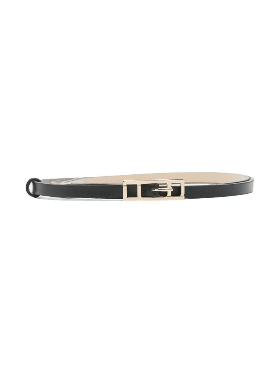 Rectangular-Buckle Leather Belt