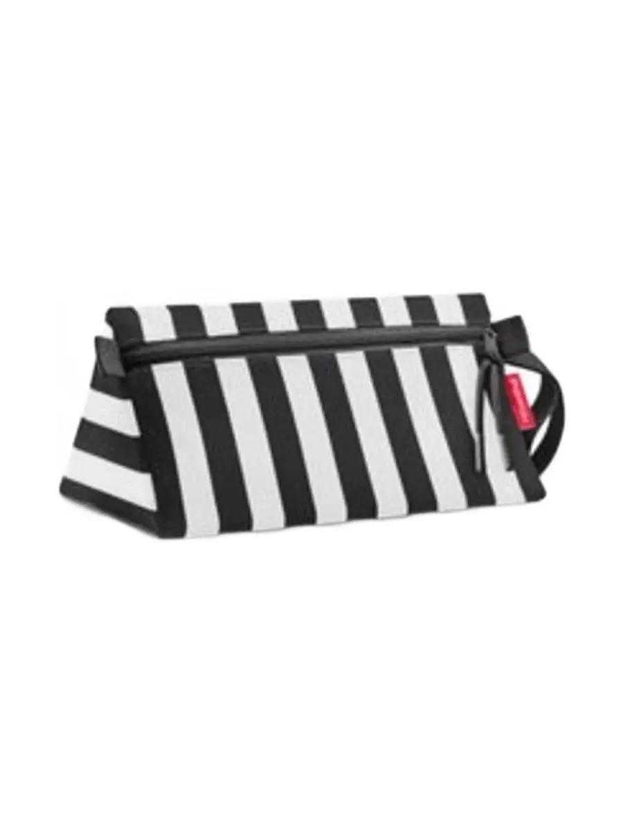 Maxi Case Kulturtasche Gestreift, Schwarz-weiß, Recycelt