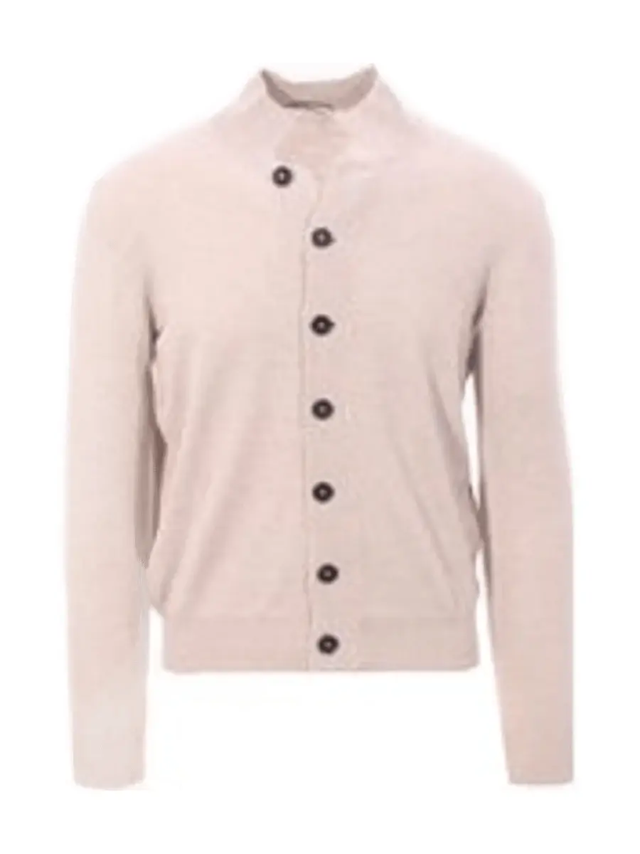 cardigan polo in lana, seta e cashmere