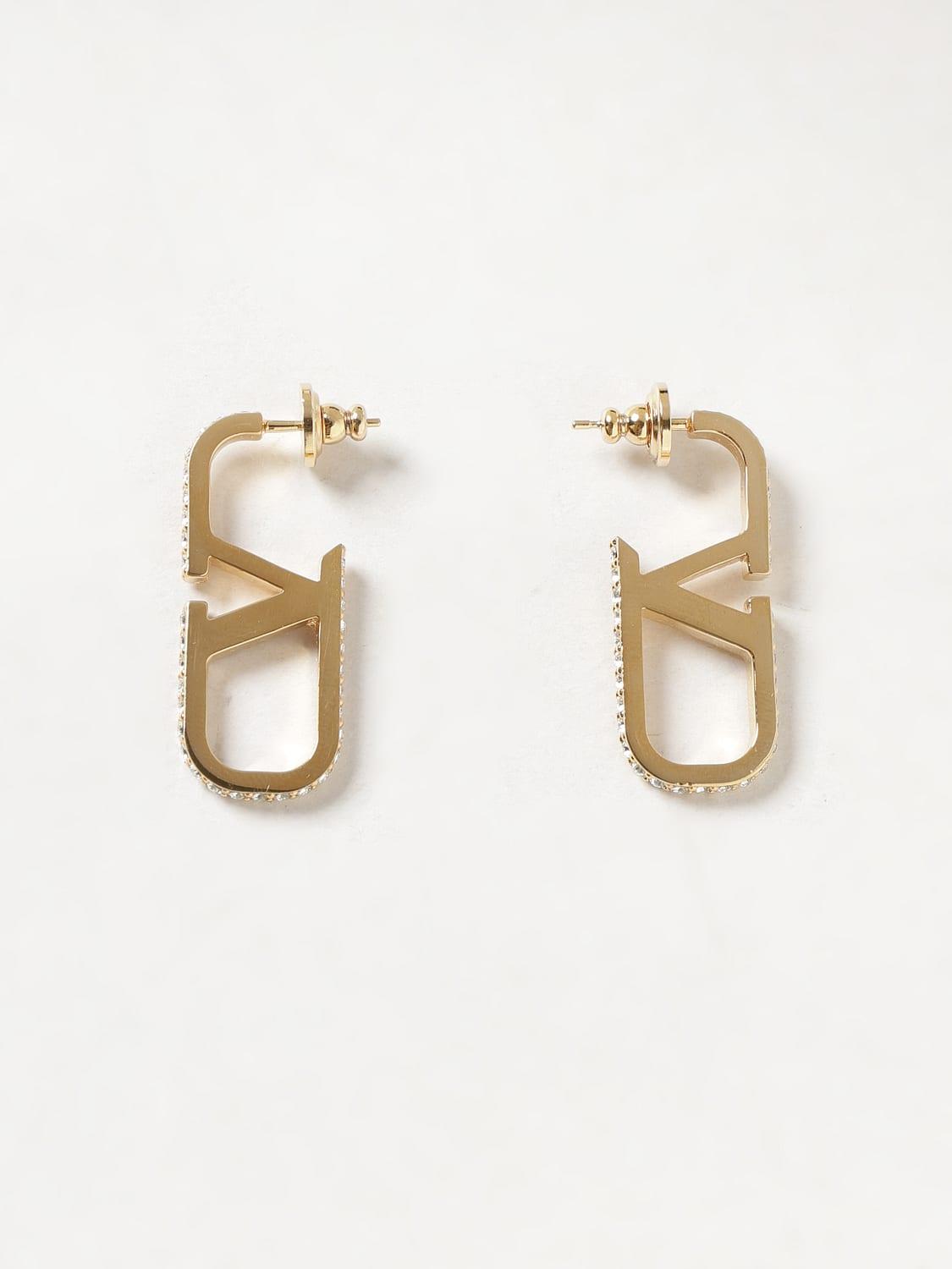 VLogo Signature Earrings in Gold-Tone Metal with Swarovski Crystals