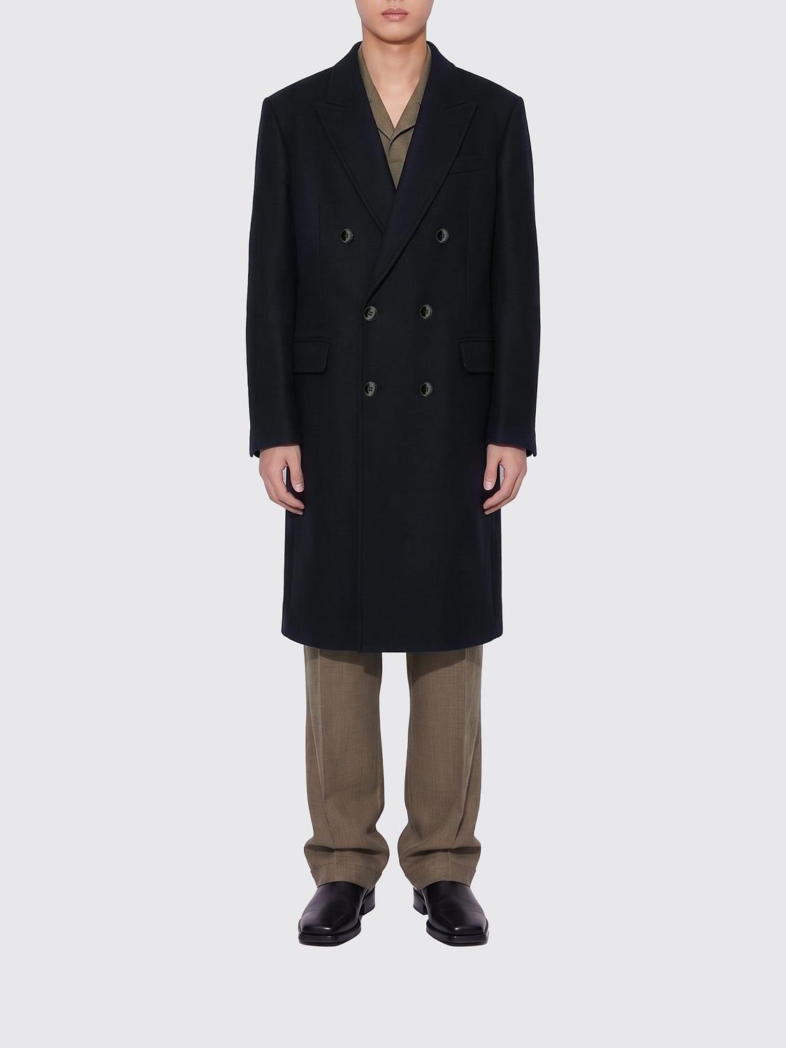 Long Double-Breasted Virgin Wool and Cashmere Coat